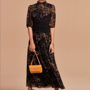 Aritzia black patterned maxi dress